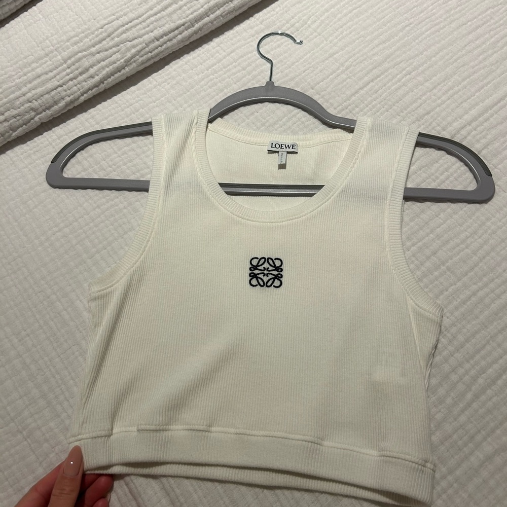 Loewe Cream Tank Top with Black Logo